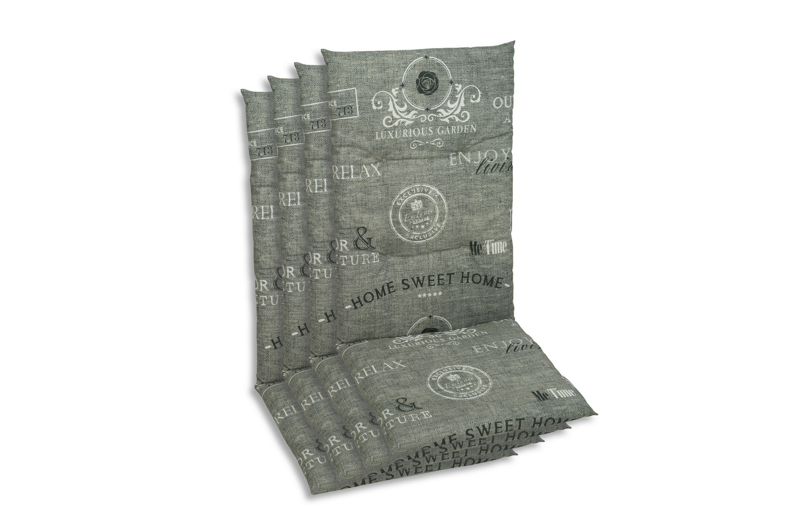 SESSELAUFLAGENSET Stempel  - Hellgrau/Weiß, KONVENTIONELL, Textil (48/5/108cm)