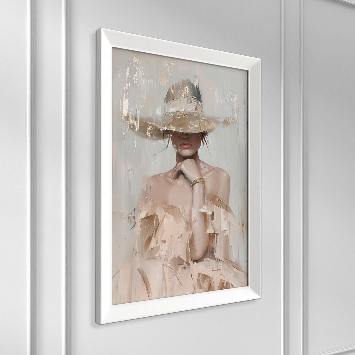 DRUCKGRAFIK Frauen  - Beige/Weiß, Basics, Holz/Papier (75/56/3cm)