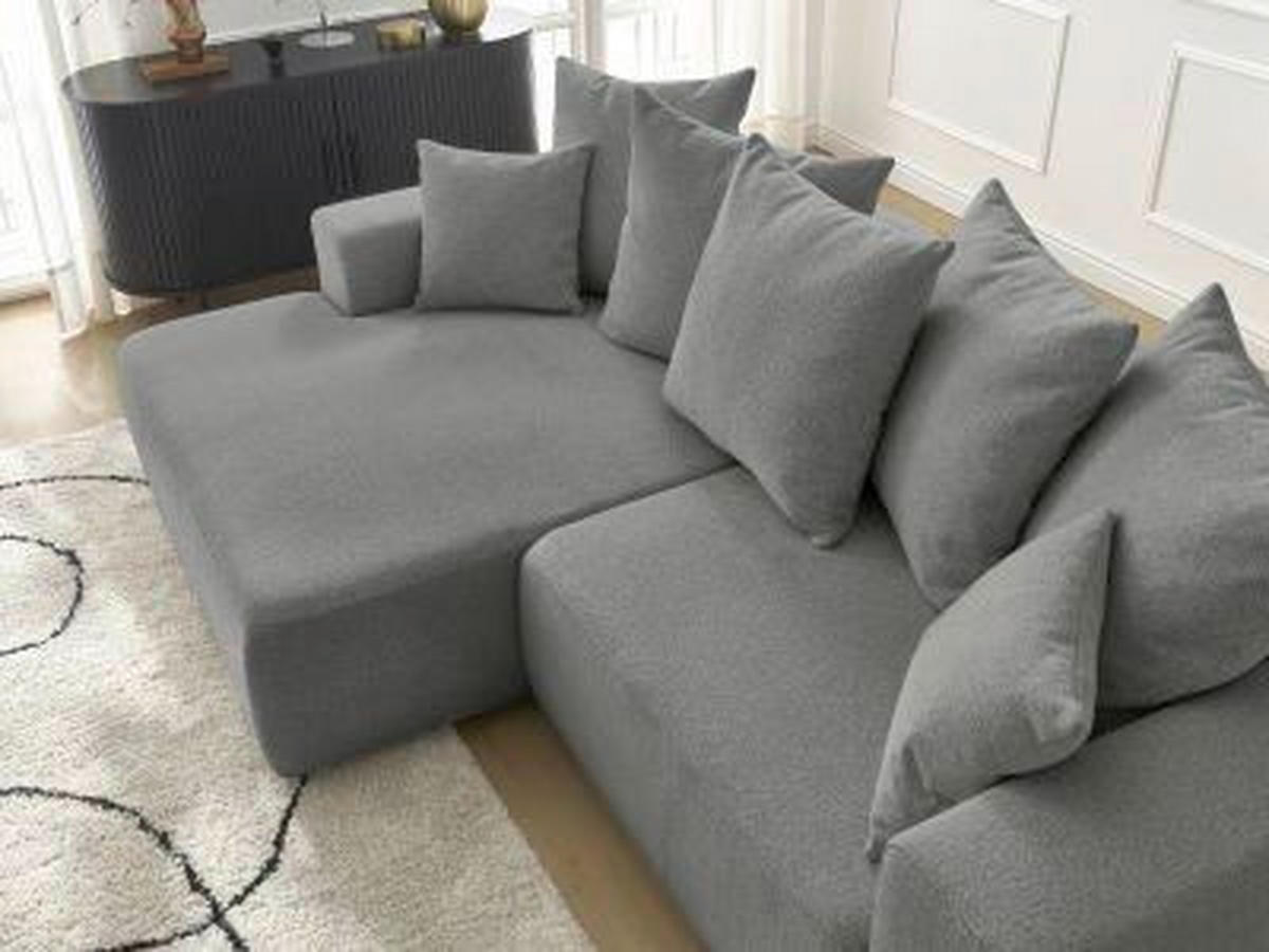 ECKSOFA Ottomane links  ATILLA Dunkelgrau Flachgewebe  - Dunkelgrau/Schwarz, MODERN, Kunststoff/Textil (149/244cm)