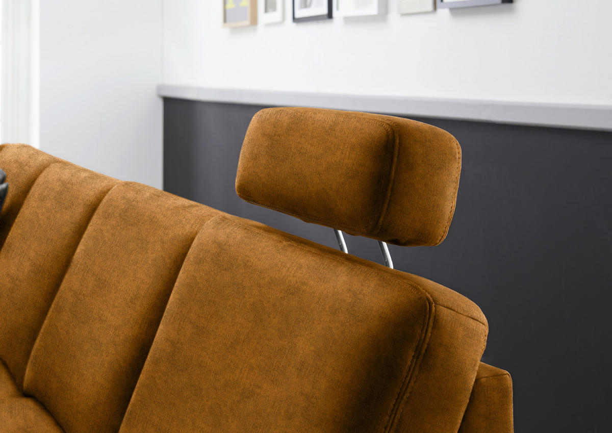 WOHNLANDSCHAFT in Velours Cognac  - Eichefarben/Cognac, Konventionell, Holz/Textil (167/316/235cm) - Beldomo System