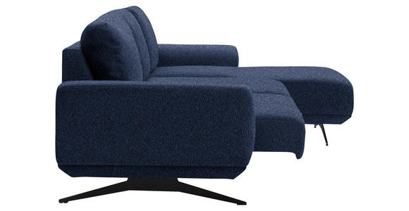 ECKSOFA in Webstoff Blau  - Blau/Schwarz, Design, Textil/Metall (320/172cm) - Valnatura