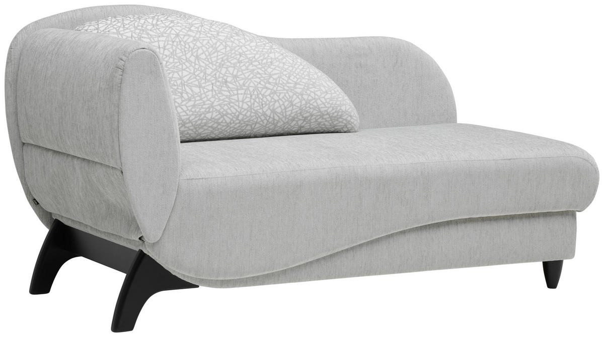 RÉCAMIERE in Webstoff Hellgrau  - Hellgrau/Schwarz, Modern, Holz/Textil (84/87/171-190cm) - Joka