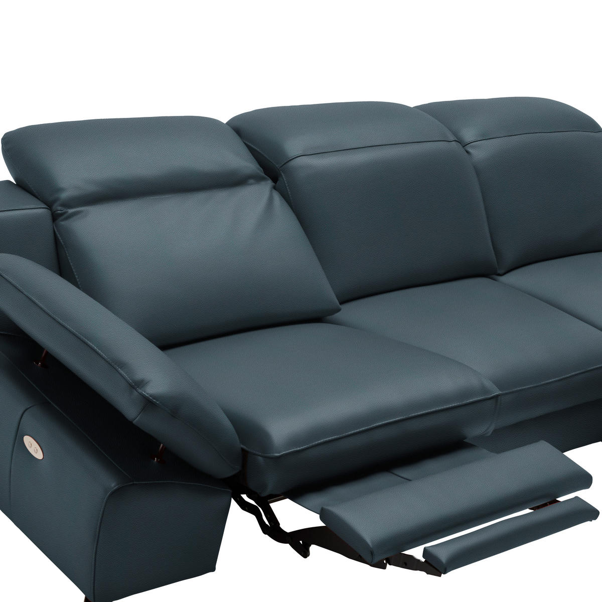 ECKSOFA in Echtleder Dunkelblau  286/183 cm  - Schwarz/Dunkelblau, Design, Leder/Metall (286/183cm) - Celina Home