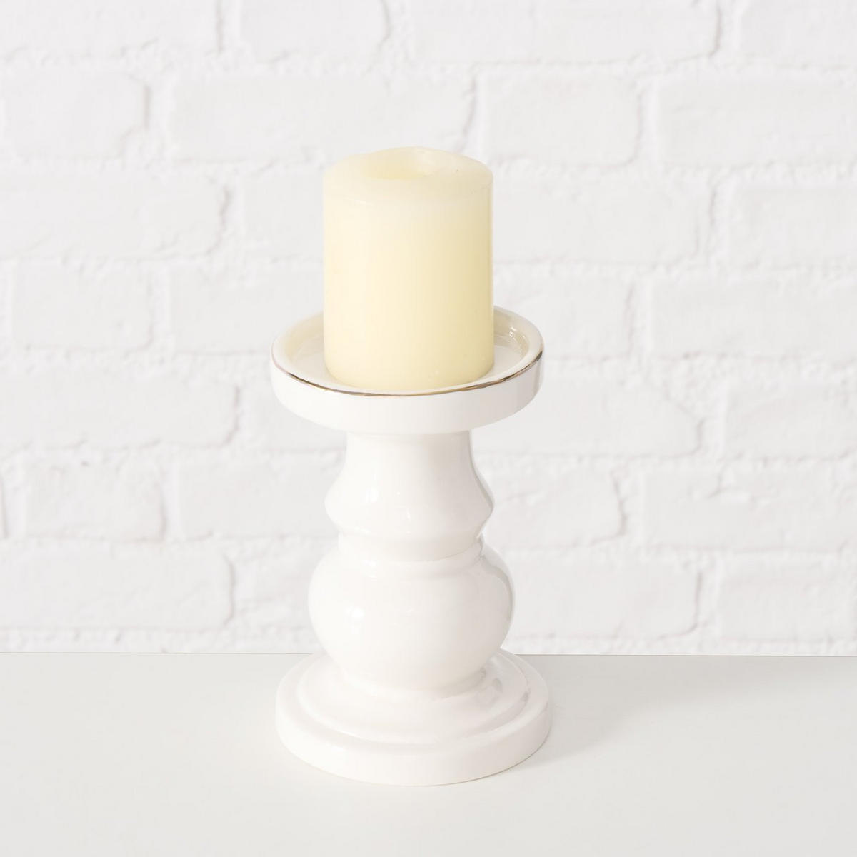 LJUSSTAKE  - vit, Klassisk, keramik (10/15cm)