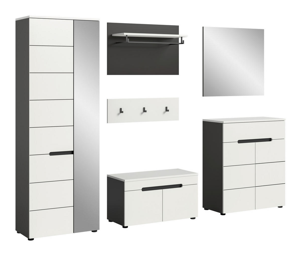 ELŐSZOBAFAL - fehér/szürke, Design, faalapú anyag (265/190/37cm) - Livetastic