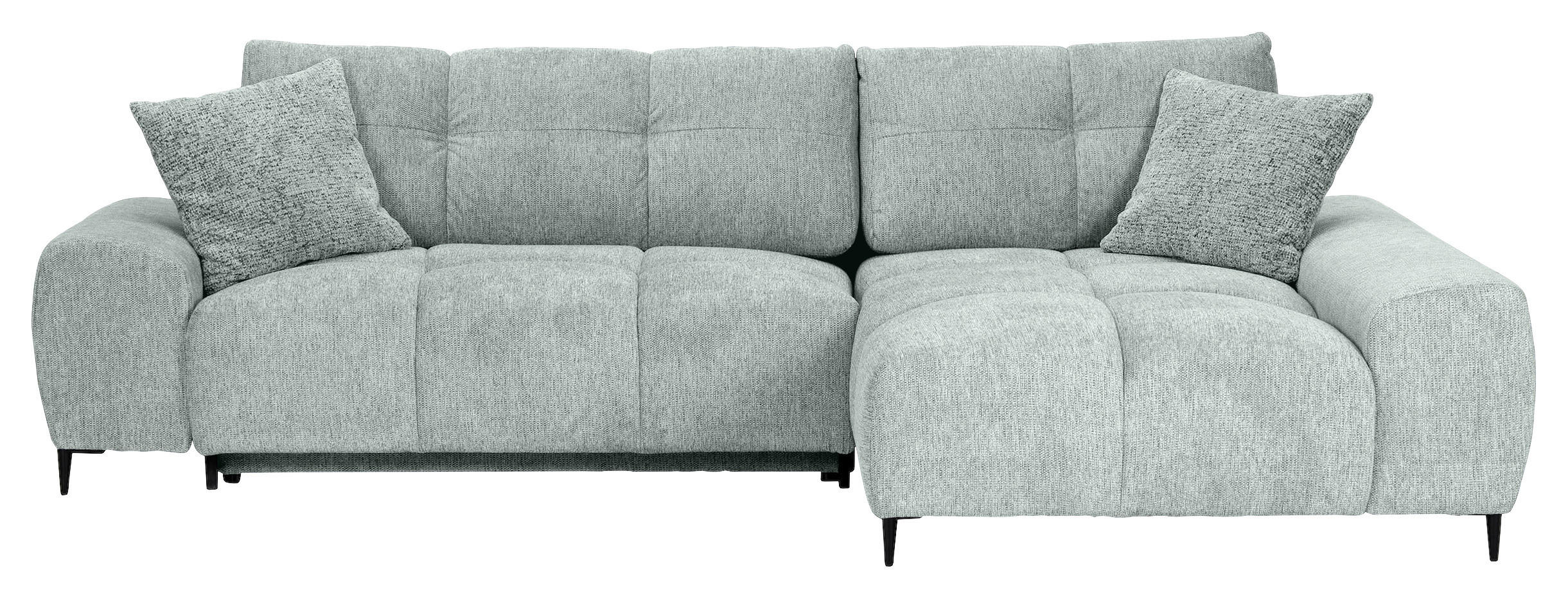 ECKSOFA Hellgrau Flachgewebe  - Hellgrau/Schwarz, KONVENTIONELL, Textil/Metall (295/180cm) - Carryhome