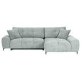 ECKSOFA in Flachgewebe Hellgrau  - Hellgrau/Schwarz, KONVENTIONELL, Textil/Metall (295/180cm) - Carryhome