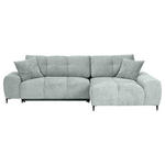 ECKSOFA in Flachgewebe Hellgrau  - Hellgrau/Schwarz, KONVENTIONELL, Textil/Metall (295/180cm) - Carryhome