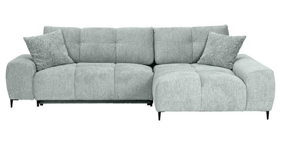ECKSOFA in Flachgewebe Hellgrau  - Hellgrau/Schwarz, KONVENTIONELL, Textil/Metall (295/180cm) - Carryhome