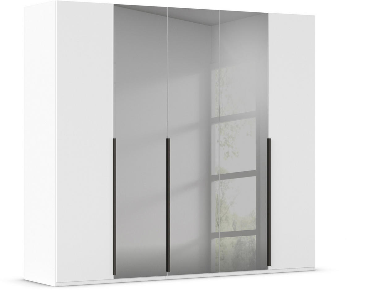 DREHTÜRENSCHRANK in Grau, Weiss  - Weiss/Graphitfarben, Trend, Glas/Holzwerkstoff (251/223/61cm) - Rauch Möbel