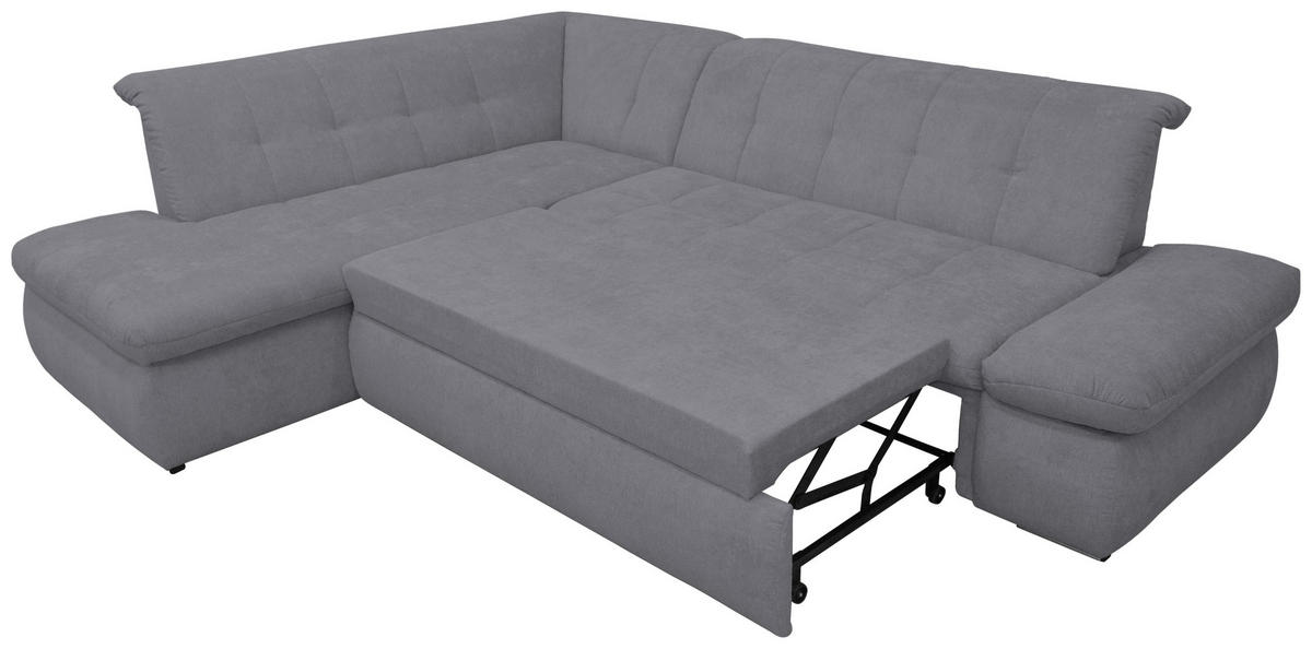 ECKSOFA Dunkelgrau Mikrofaser  - Chromfarben/Dunkelgrau, KONVENTIONELL, Textil/Metall (216/273cm) - MID.YOU