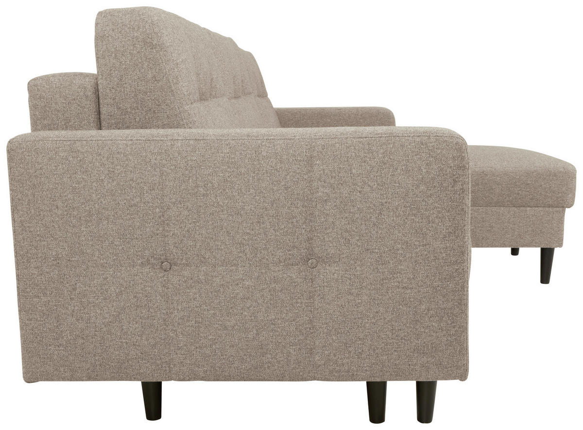 ECKSOFA in Chenille Beige  - Beige/Schwarz, Konventionell, Holz/Textil (223/157cm) - MID.YOU