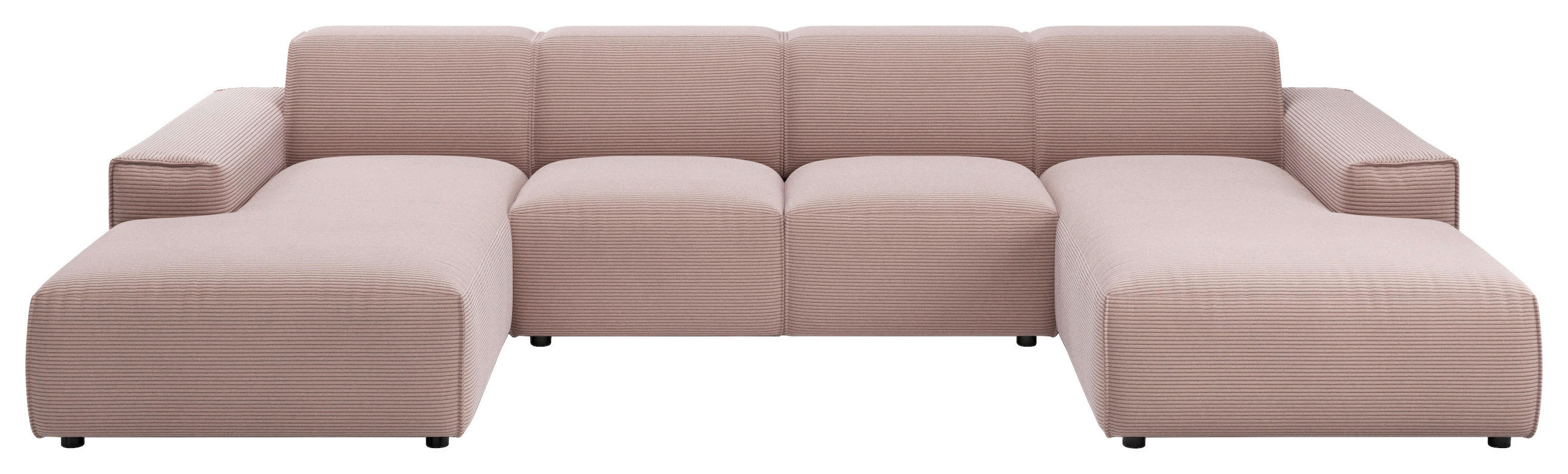 WOHNLANDSCHAFT Rosa Cord  - Schwarz/Rosa, MODERN, Kunststoff/Textil (189/340/189cm) - Pure Home Lifestyle