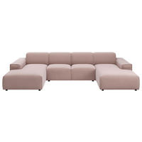 WOHNLANDSCHAFT Rosa Cord  - Schwarz/Rosa, MODERN, Kunststoff/Textil (189/340/189cm) - Pure Home Lifestyle