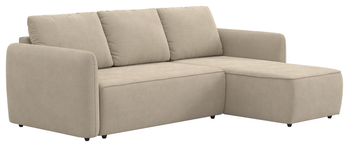 ECKSOFA Cord Hellbraun  - Hellbraun/Schwarz, Trend, Kunststoff/Textil (239/170cm) - MID.YOU