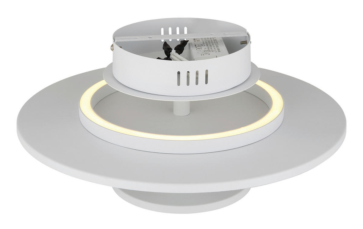 LED-DECKENLEUCHTE  38/18 cm    - Weiss/Beige, Basics, Kunststoff/Textil (38/18cm) - Globo