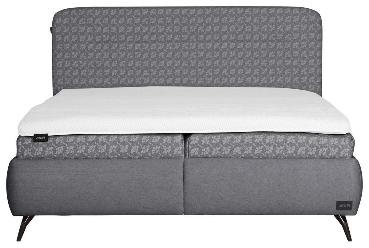 POLSTERBETT 180/200 cm,  in Grau, gepolstertes Kopfteil, Lattenroste, Matratzen, H2 + H2 = mittel  - Schwarz/Weiß, MODERN, Holz/Textil (180/200cm) - Joop!