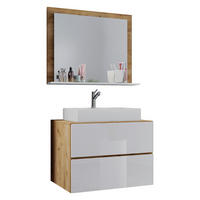 BADEZIMMER 3-teilig  in 80 cm  - Honigeiche/Weiß, MODERN, Keramik/Holzwerkstoff (80cm) - MID.YOU