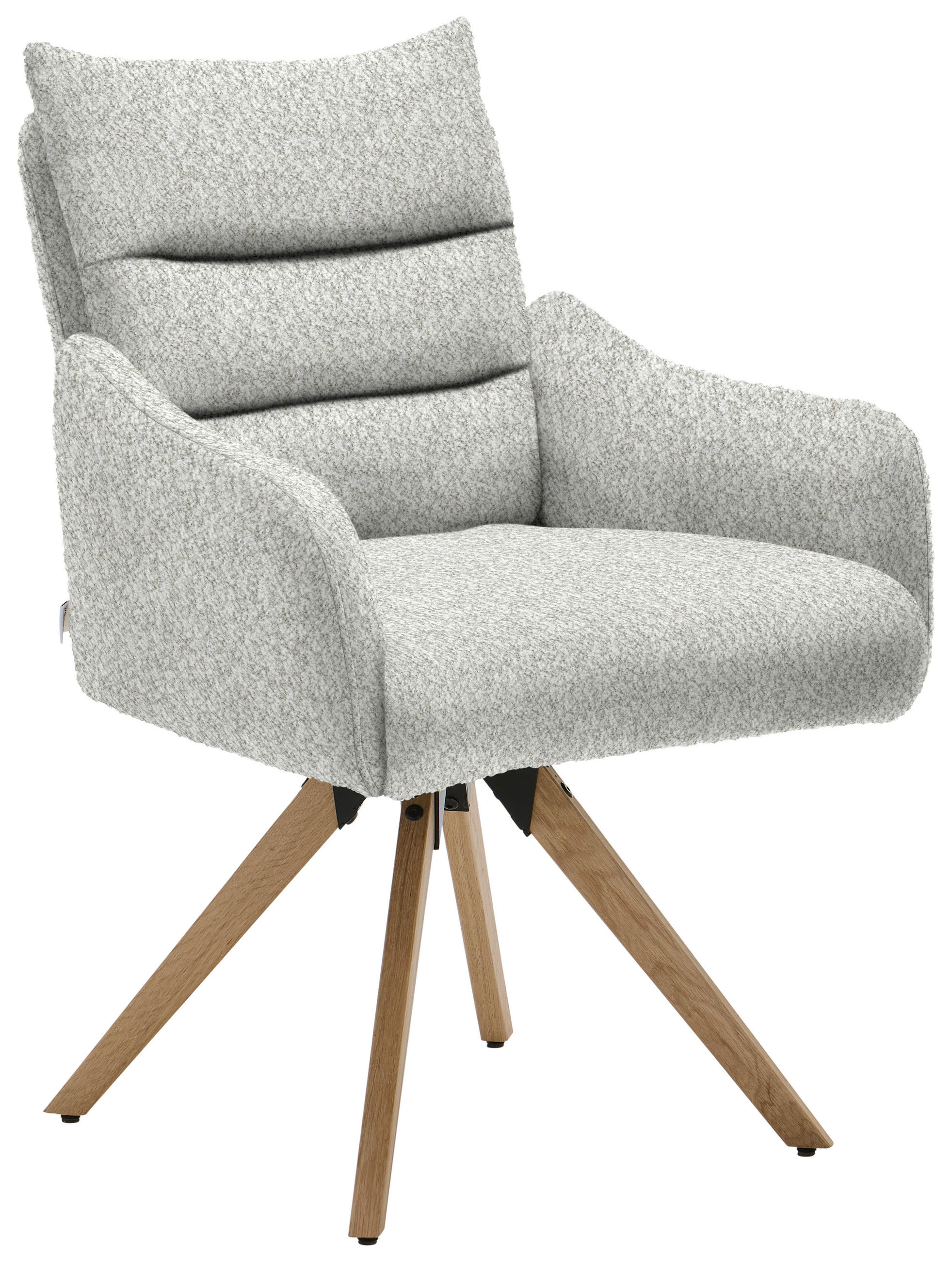 ARMLEHNSTUHL  Beinauswahl, Lederauswahl, Stoffauswahl, Gestellauswahl, Sitzfläche 180° drehbar Chenille  Grau  - Eichefarben/Grau, Design, Holz/Textil (62/86/68cm) - Welnova