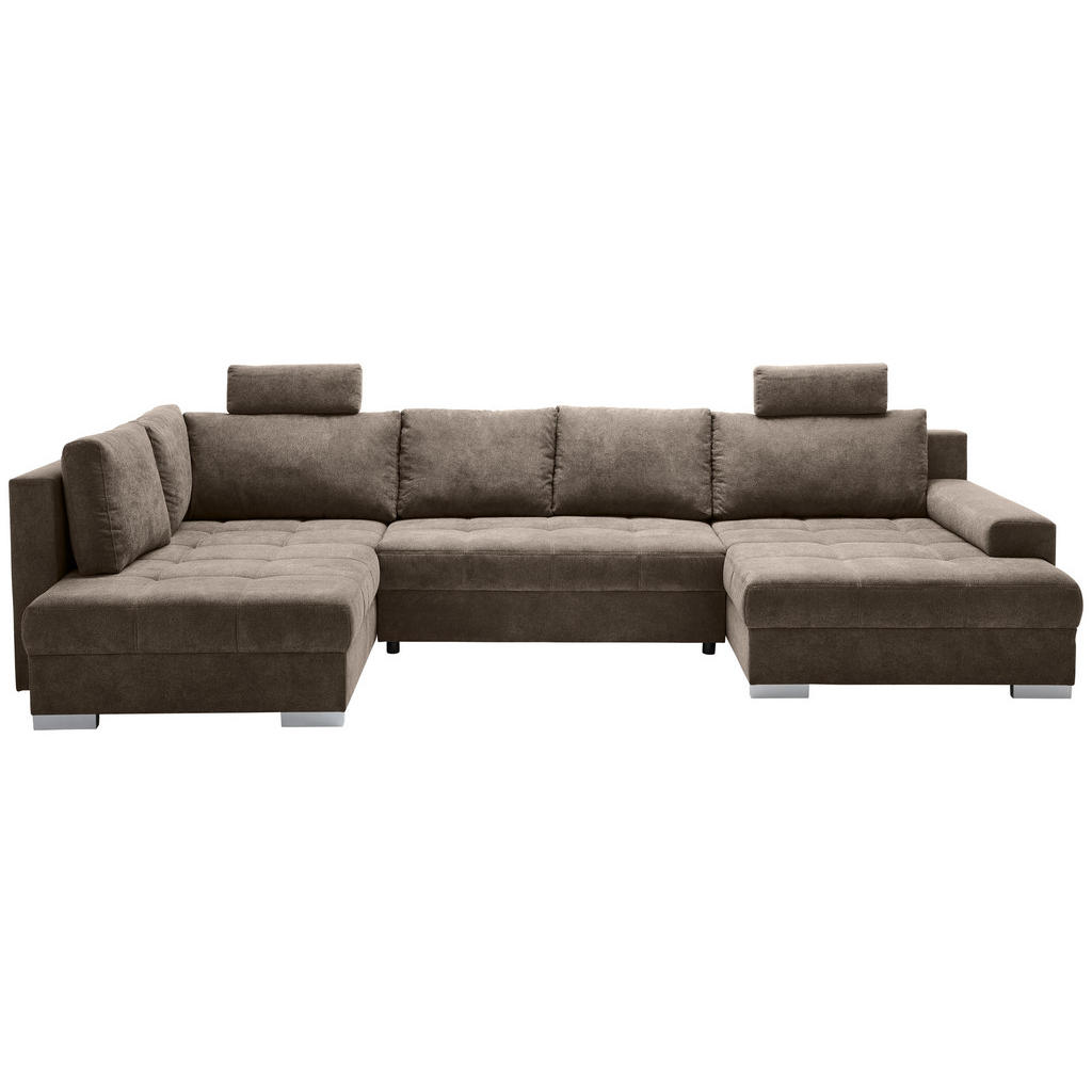 Thumbnail - Hom`in Wohnlandschaft, Dunkelbraun, Textil, 4-Sitzer, Füllung: Schaumstoff, Silikon, Ottomane rechts, U-Form, einmalig s...