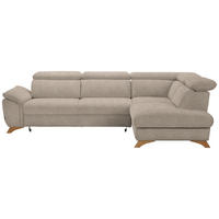 ECKSOFA in Bouclé Beige  - Eichefarben/Beige, Modern, Holz/Textil (287/212cm) - Valnatura