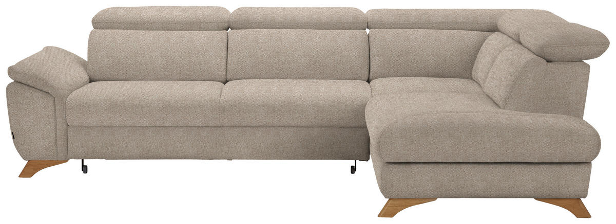 ECKSOFA in Bouclé Beige  - Eichefarben/Beige, Modern, Holz/Textil (287/212cm) - Valnatura