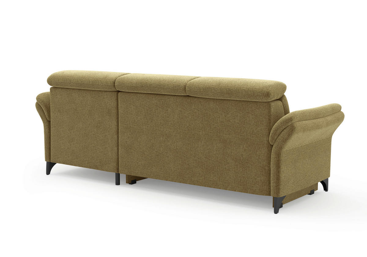 ECKSOFA Flachgewebe Olivgrün  - Schwarz/Olivgrün, Konventionell, Textil/Metall (253/166cm) - Sit & More