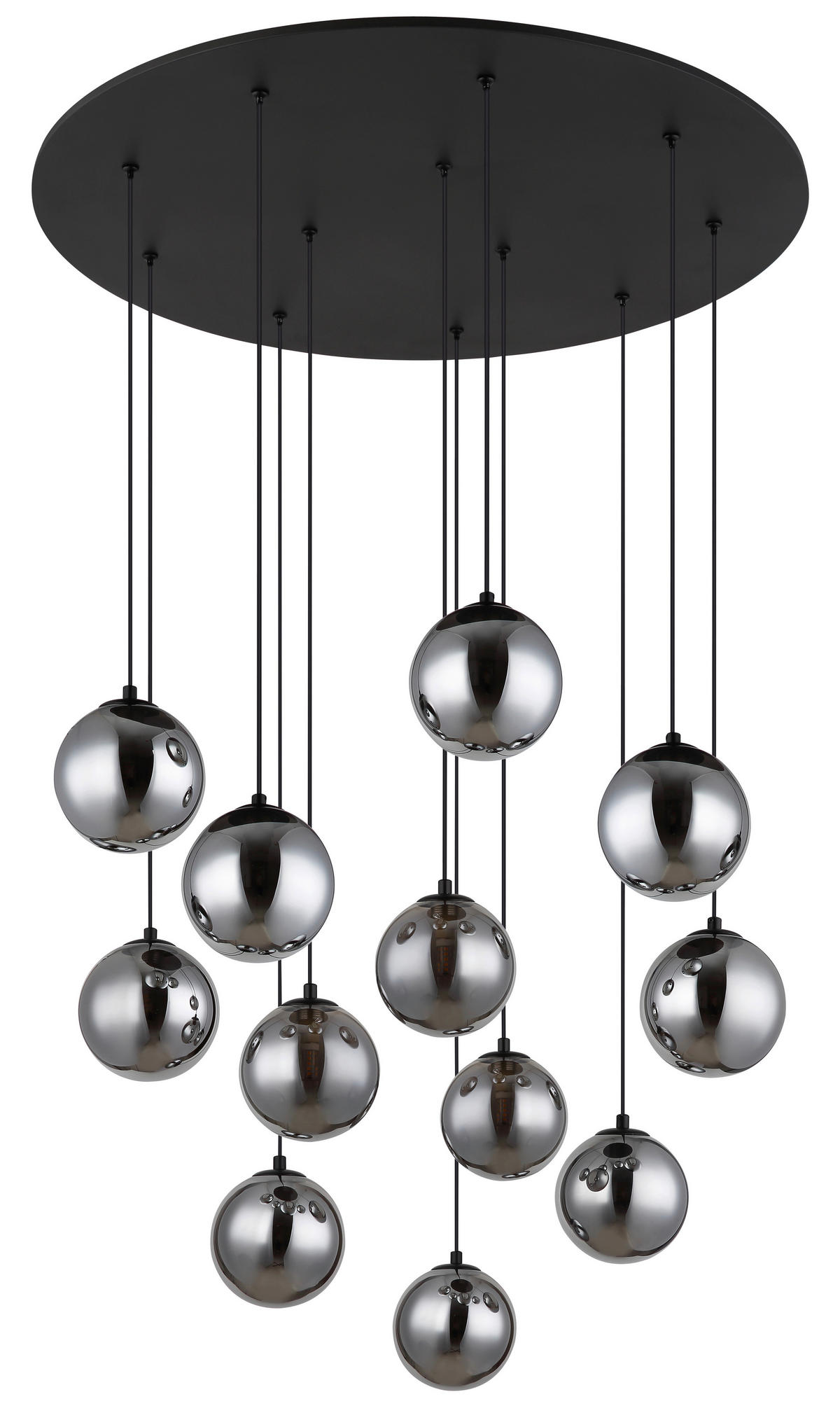 LED-HÄNGELEUCHTE 75/120 cm    - Schwarz, Design, Glas/Kunststoff (75/120cm) - Globo