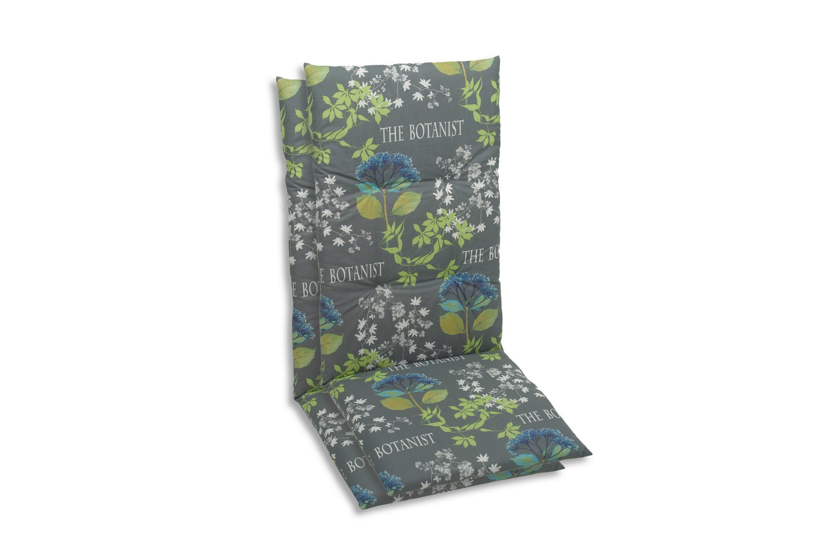 SESSELAUFLAGENSET Blume - Blau/Grau, Basics, Textil (48/5/118cm)