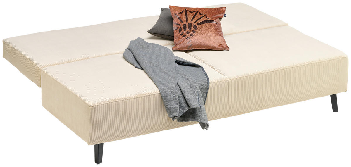 SCHLAFSOFA Spicy in Cord Beige  - Beige/Schwarz, Design, Textil/Metall (193/85/88cm) - Novel