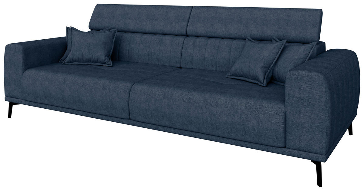 BIGSOFA Webstoff Dunkelblau  - Schwarz/Dunkelblau, KONVENTIONELL, Textil/Metall (280/80/110cm) - Carryhome