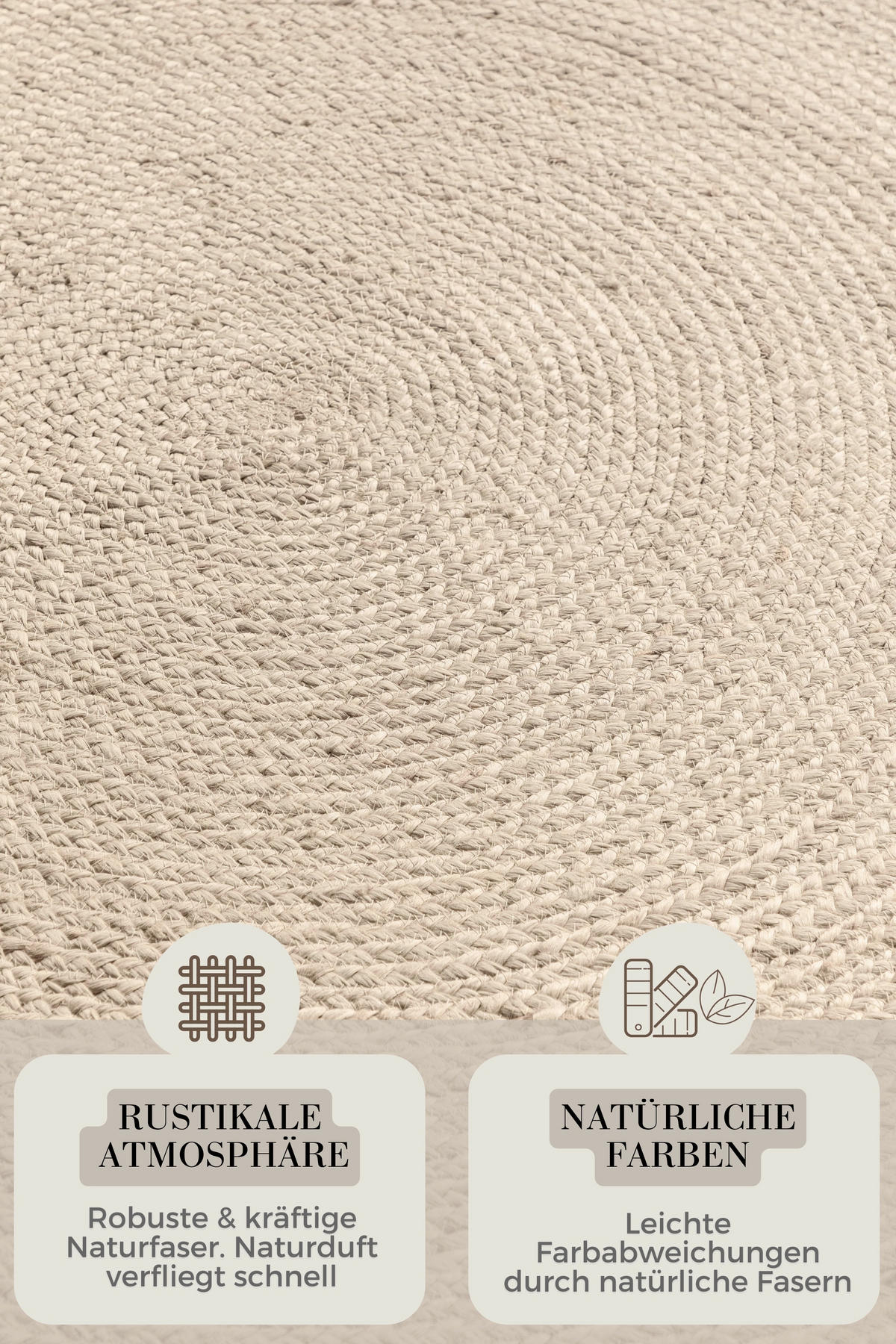 JUTETEPPICH 100 cm Jute Braided Champagner  - Champagner, KONVENTIONELL, Textil (100cm) - Hanse Home
