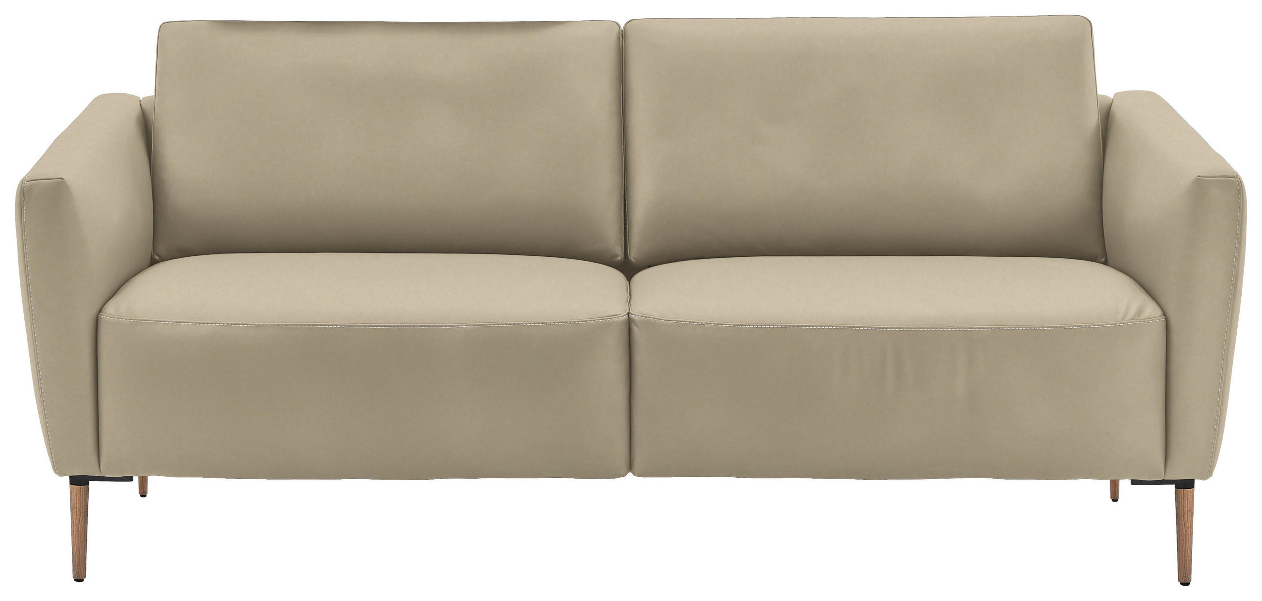 2-SITZER-SOFA  in Echtleder Ecru   - Ecru/Eichefarben, Natur, Leder/Holz (207/86/87cm) - Valnatura
