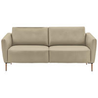 2-SITZER-SOFA  in Echtleder Ecru   - Ecru/Eichefarben, Natur, Leder/Holz (207/86/87cm) - Valnatura