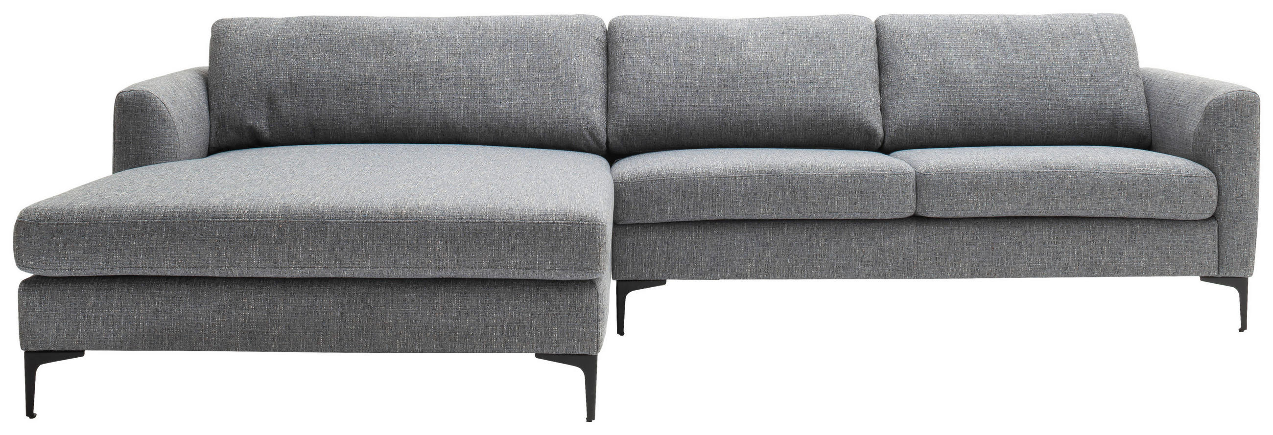 ECKSOFA Blaugrau Flachgewebe  - Blaugrau/Schwarz, Design, Textil/Metall (195/310cm) - Schöner Wohnen