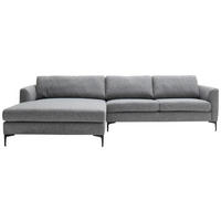 ECKSOFA Blaugrau Flachgewebe  - Blaugrau/Schwarz, Design, Textil/Metall (195/310cm) - Schöner Wohnen