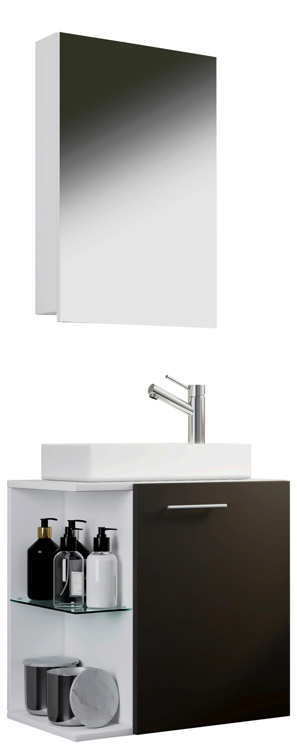 GÄSTEBAD - Anthrazit/Weiß, MODERN, Keramik/Holzwerkstoff (52cm) - MID.YOU