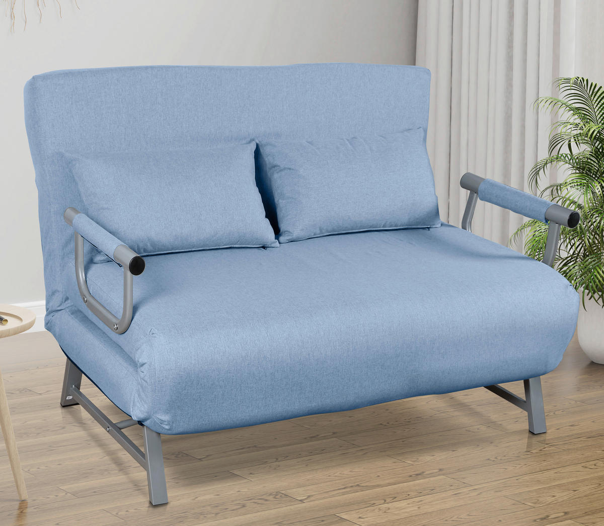 SCHLAFSOFA in Metall, Textil Blau  - Blau/Grau, Modern, Textil/Metall (127/95/78cm) - MID.YOU