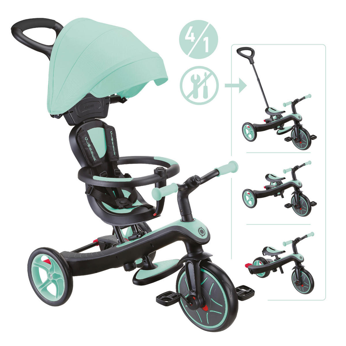 DREIRAD EXPLORER TRIKE 4in1  - Mintgrün, Basics, Kunststoff (95/47/97.5cm) - GLOBBER