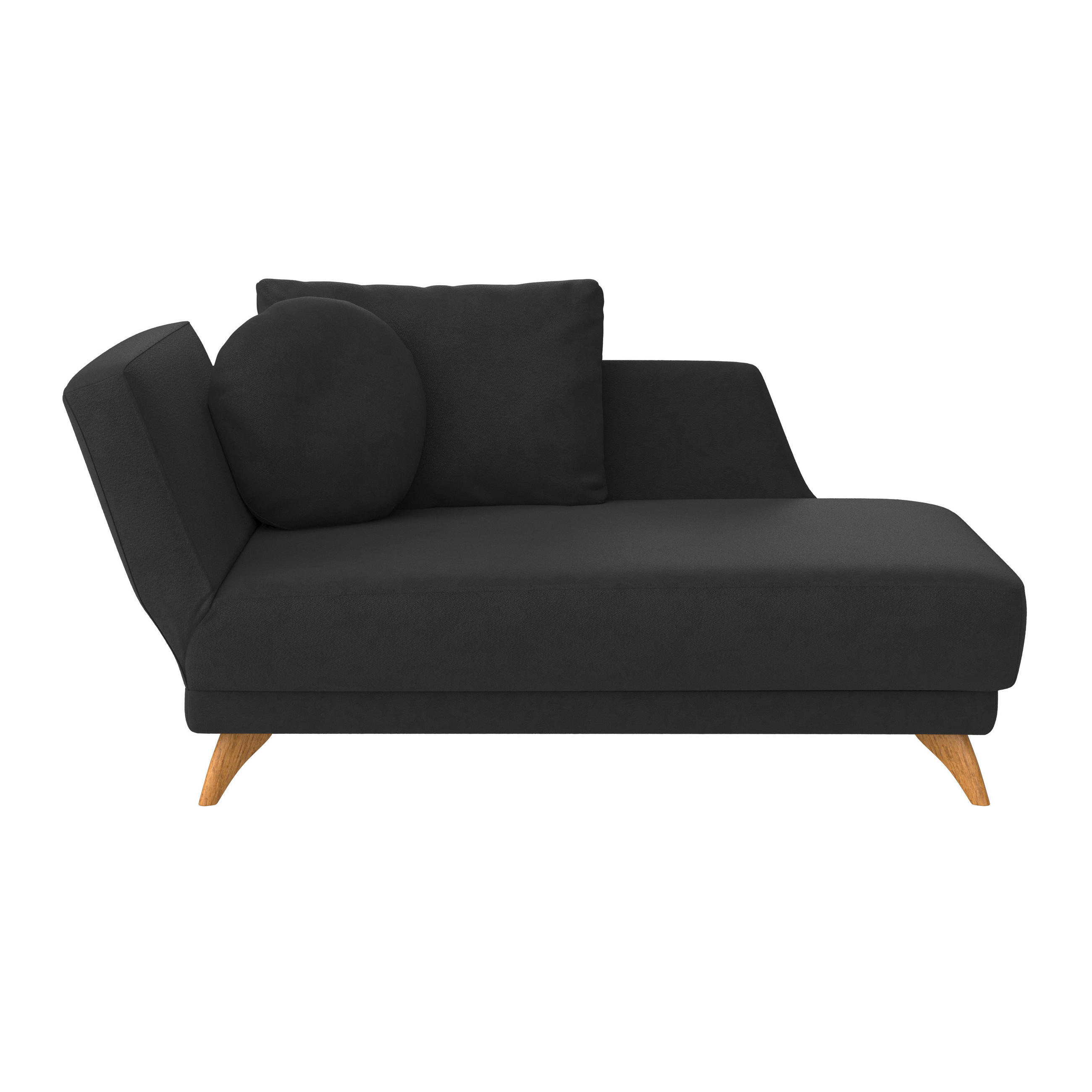 RÉCAMIERE in Flachgewebe Schwarz  - Eichefarben/Schwarz, Modern, Holz/Textil (205/74/94cm) - Bali