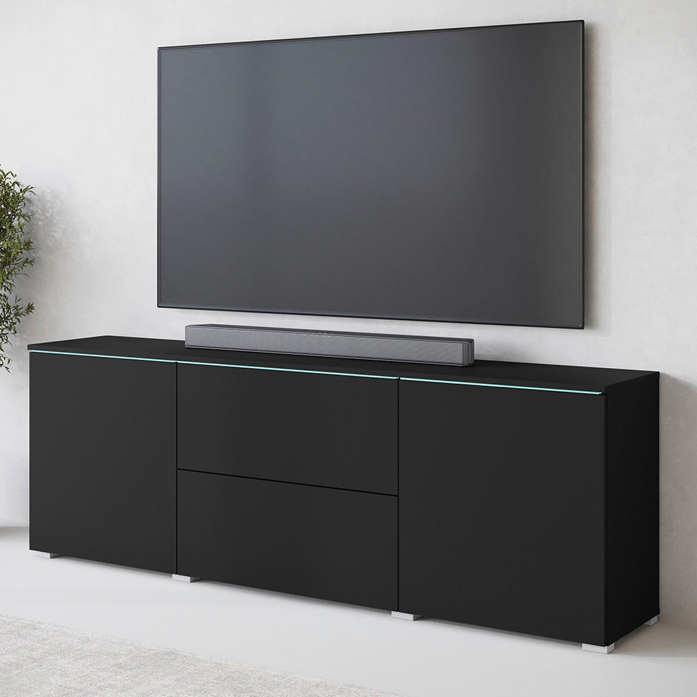 TV-BÄNK Vera  i 180/61,8/34,5 cm  - svart/grå, Trend, trämaterial/plast (180/61,8/34,5cm) - P & B