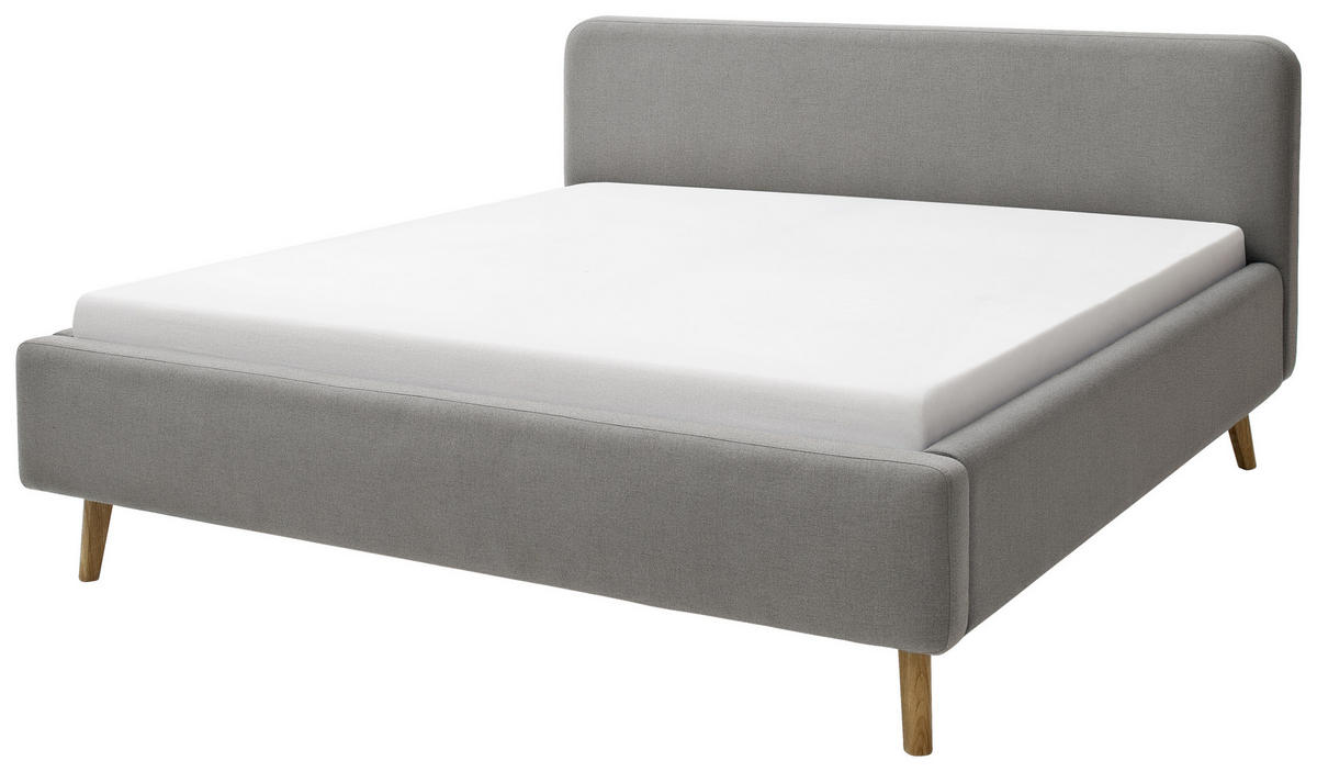 POLSTERBETT 160/200 cm  in Hellgrau  - Eichefarben/Hellgrau, Design, Holz/Textil (160/200cm) - Livetastic