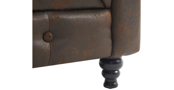 CHESTERFIELD-SOFA Lederlook, Mikrofaser Braun, Schwarz - Schwarz/Braun, Trend, Holz/Textil (165/73/87cm) - Xora