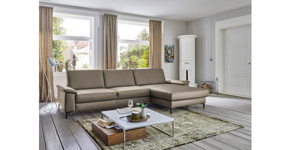ECKSOFA in Echtleder Graubraun 334/176 cm - Graubraun/Schwarz, Design, Leder/Metall (334/176cm) - Dieter Knoll