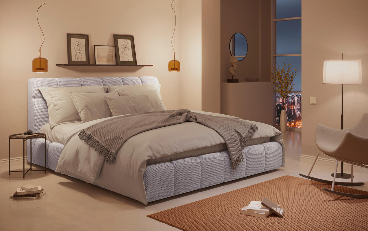 KÁRPITOZOTT ÁGY 180/200 cm  szürke  - fekete/antracit, Basics, faalapú anyag/textil (180/200cm) - Carryhome