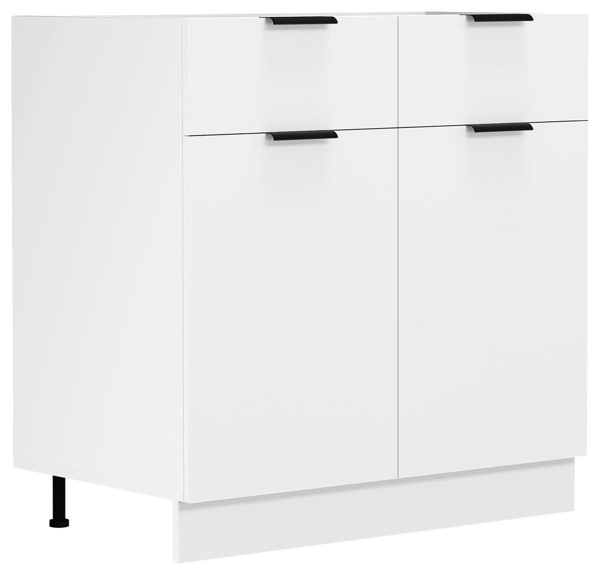 KÜCHENUNTERSCHRANK 80/82/46 cm  in Weiß  - Schwarz/Weiß, Trend, Holzwerkstoff/Kunststoff (80/82/46cm) - MID.YOU