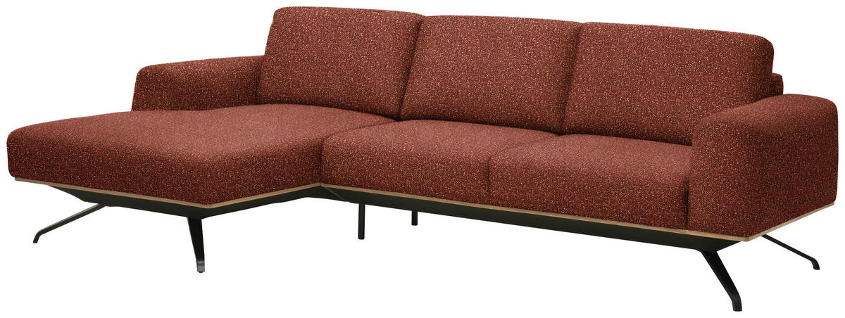 ECKSOFA  in Struktur Rostfarben  157/262 cm  - Rostfarben/Schwarz, Design, Textil/Metall (157/262cm) - Novel