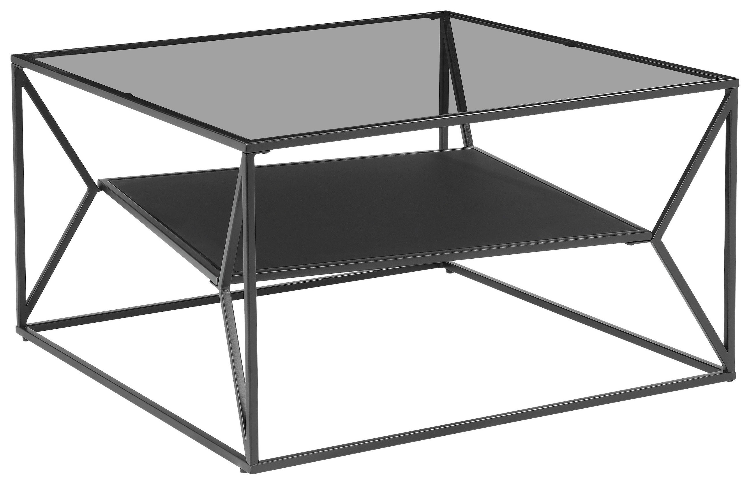 KONFERENČNÍ STOLEK, šedá, černá, kov, sklo, 75/75/43 cm - šedá/černá, Design, kov/sklo (75/75/43cm) - Carryhome