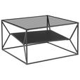 COUCHTISCH Rauchglas, ESG, Klarglas 75/75/43 cm quadratisch Grau, Schwarz  - Schwarz/Grau, Design, Glas/Metall (75/75/43cm) - Carryhome