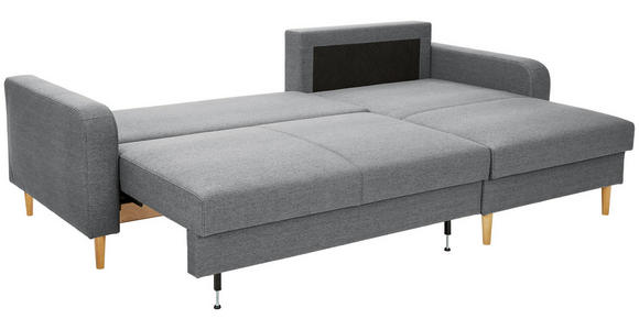 ECKSOFA in Flachgewebe Grau - Eiche Wotan/Grau, KONVENTIONELL, Holz/Textil (255/157cm) - Carryhome